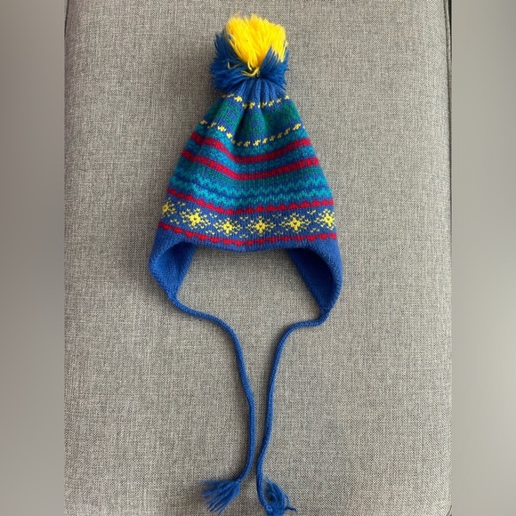 Vintage Marceau Sports 100% Wool Beanie Hat Pompom Blue - Picture 4 of 10